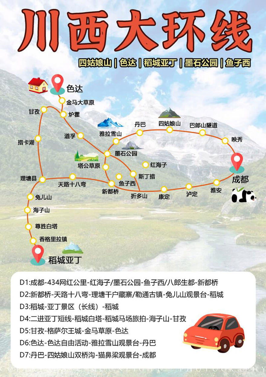 川西环线自驾攻略：7天玩转稻城亚丁、新都桥、色达